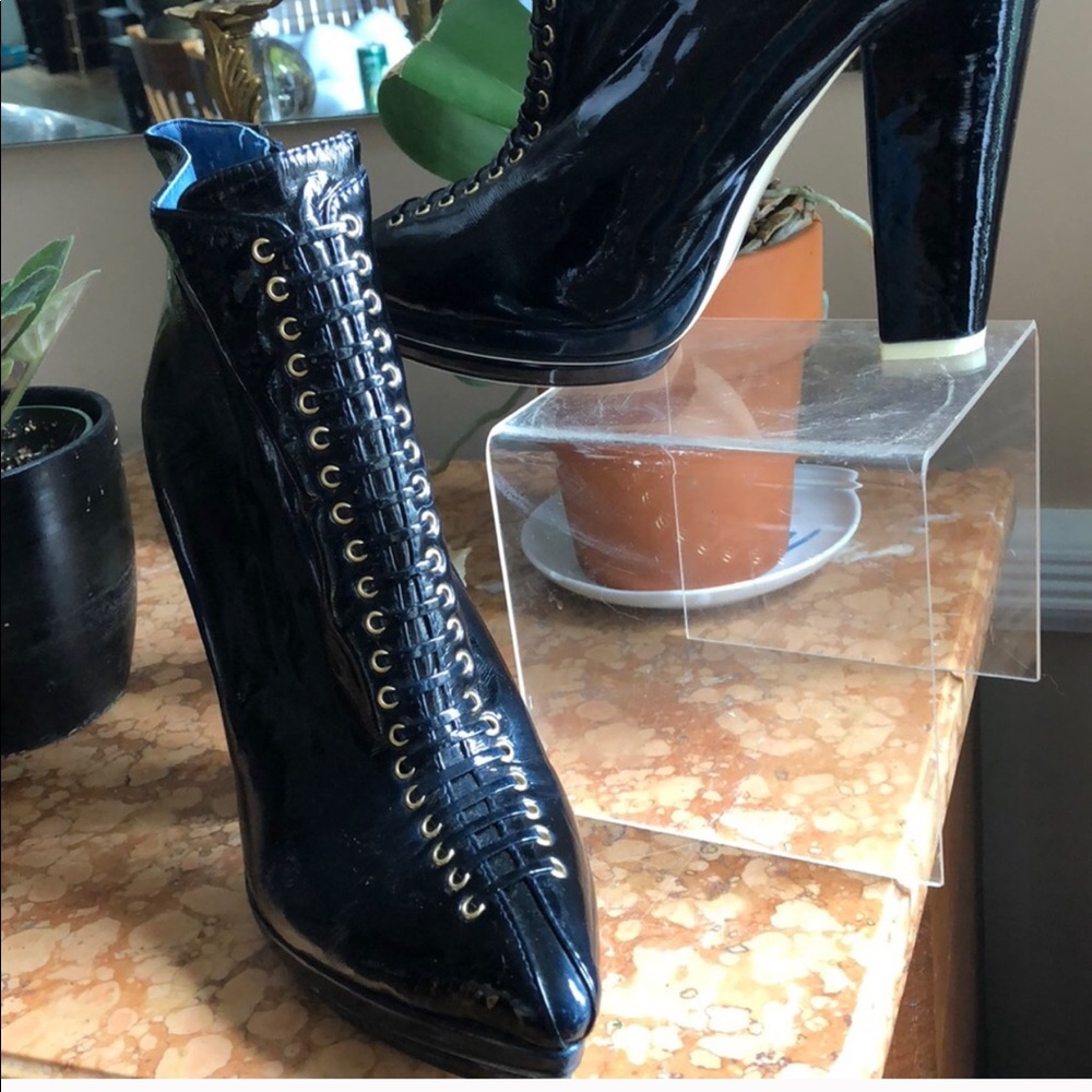 Navy patent platform boots from Jeffrey Campbell